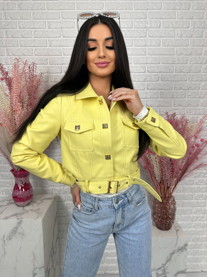 Kurtka YULLA - kurtka wiosenna z przeszyciami z ecoskóry