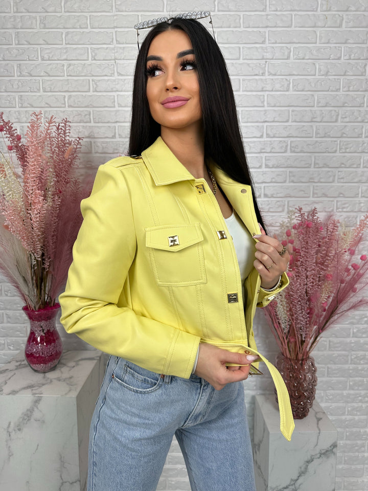 Kurtka YULLA - kurtka wiosenna z przeszyciami z ecoskóry