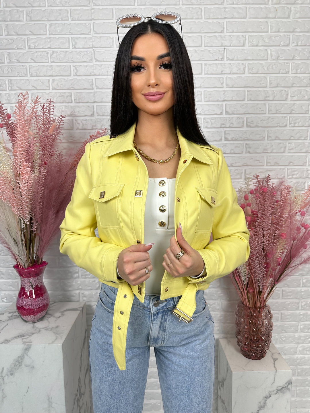 Kurtka YULLA - kurtka wiosenna z przeszyciami z ecoskóry