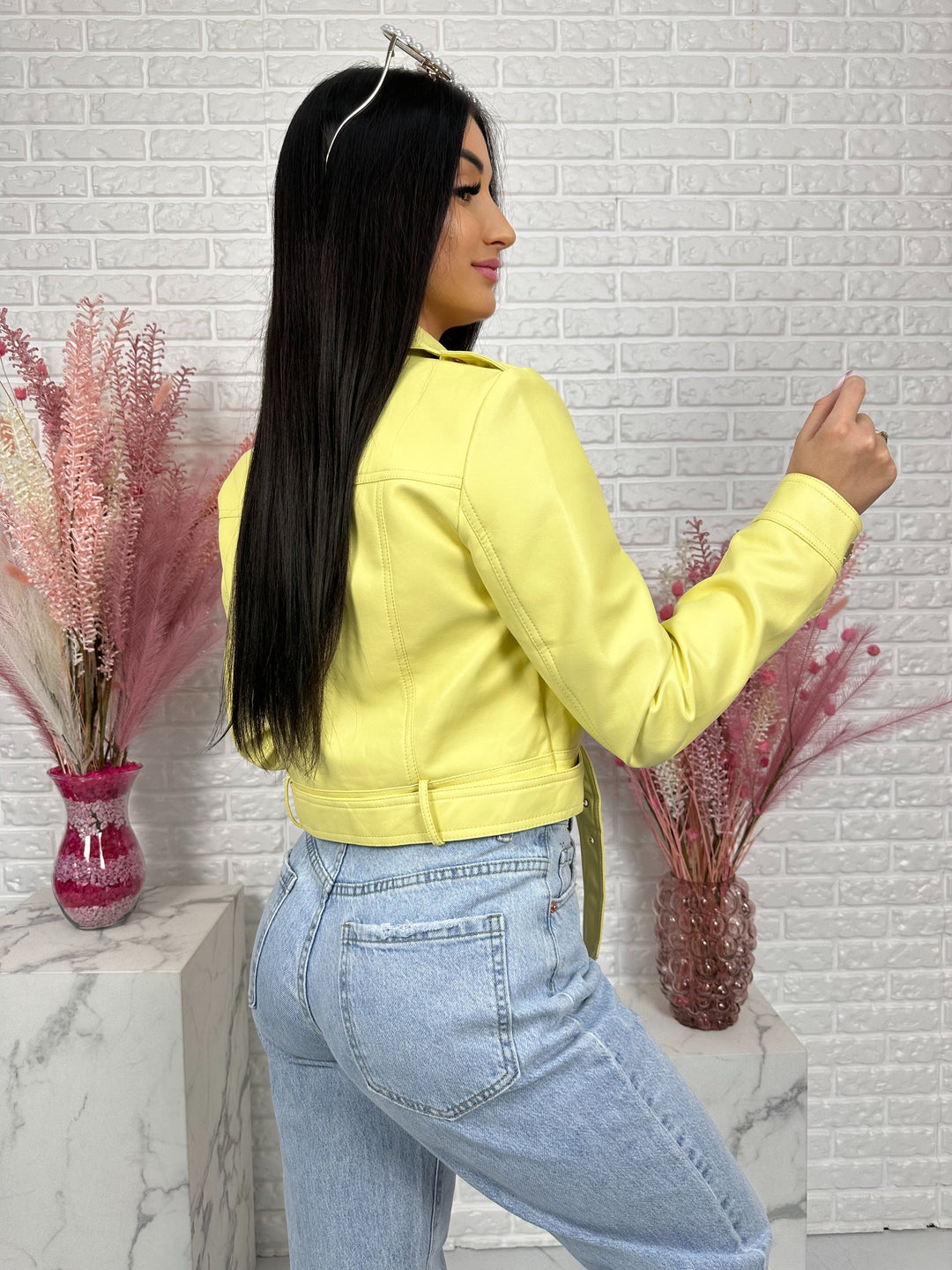 Kurtka YULLA - kurtka wiosenna z przeszyciami z ecoskóry