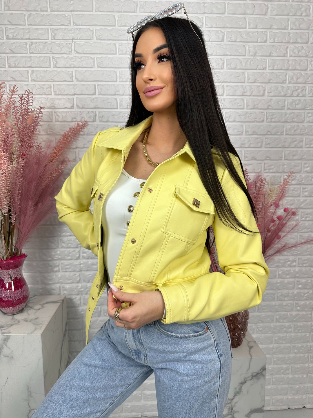 Kurtka YULLA - kurtka wiosenna z przeszyciami z ecoskóry