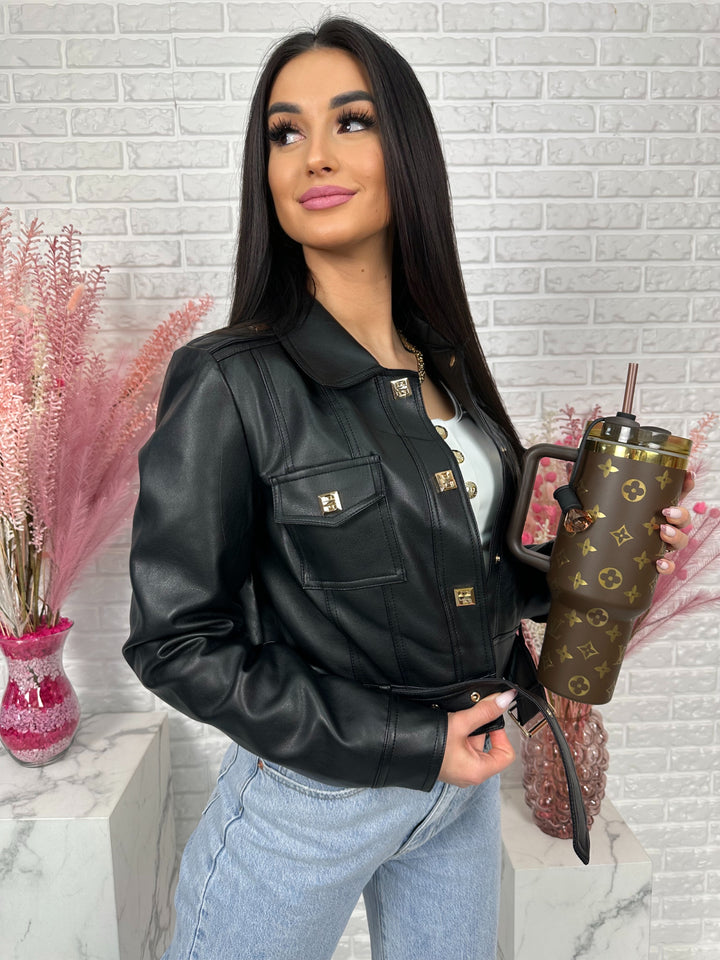 Kurtka YULLA - kurtka wiosenna z przeszyciami z ecoskóry