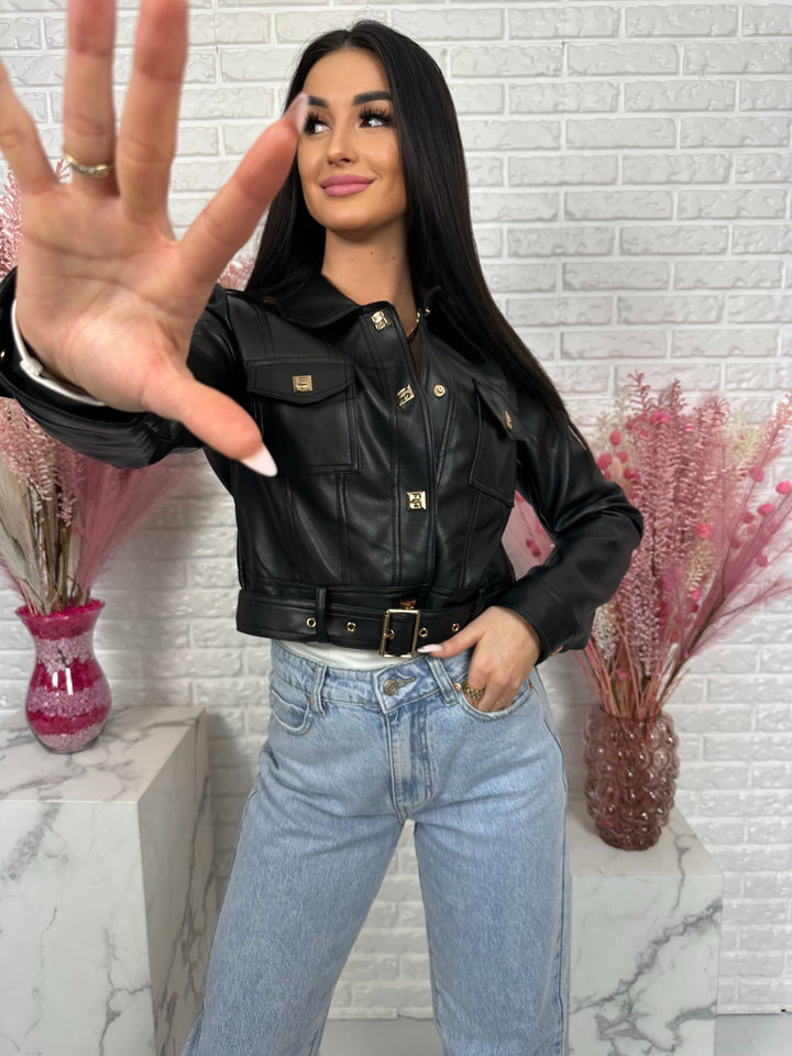 Kurtka YULLA - kurtka wiosenna z przeszyciami z ecoskóry