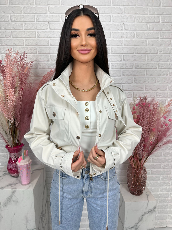 Parka na wiosnę DOLLARS - kurtka ze ściągaczem w pasie