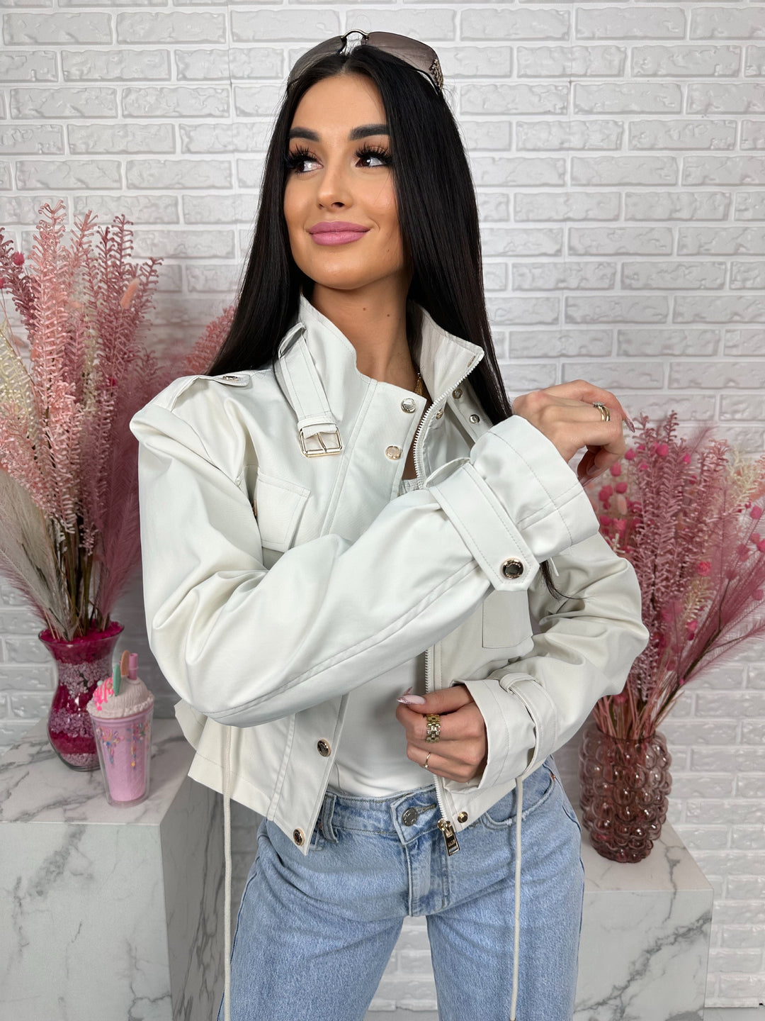 Parka na wiosnę DOLLARS - kurtka ze ściągaczem w pasie