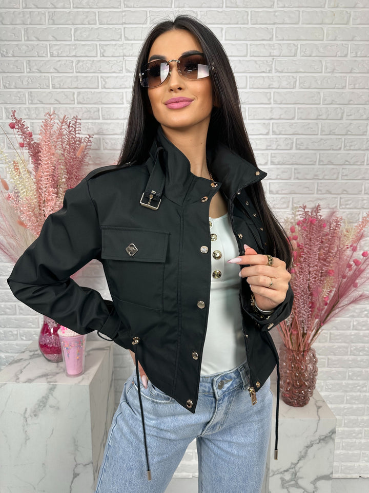 Parka na wiosnę DOLLARS - kurtka ze ściągaczem w pasie