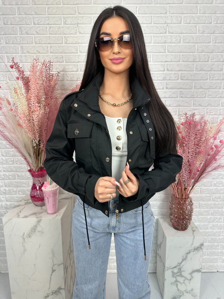 Parka na wiosnę DOLLARS - kurtka ze ściągaczem w pasie