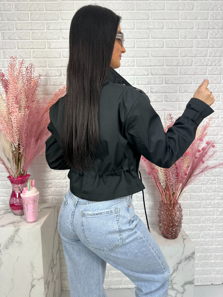 Parka na wiosnę DOLLARS - kurtka ze ściągaczem w pasie