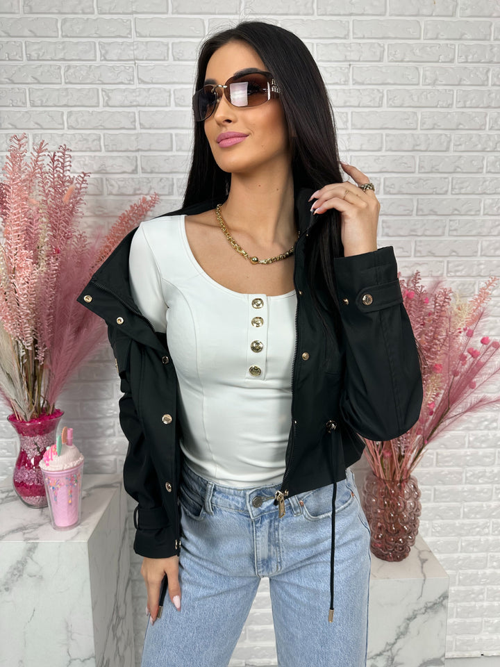 Parka na wiosnę DOLLARS - kurtka ze ściągaczem w pasie