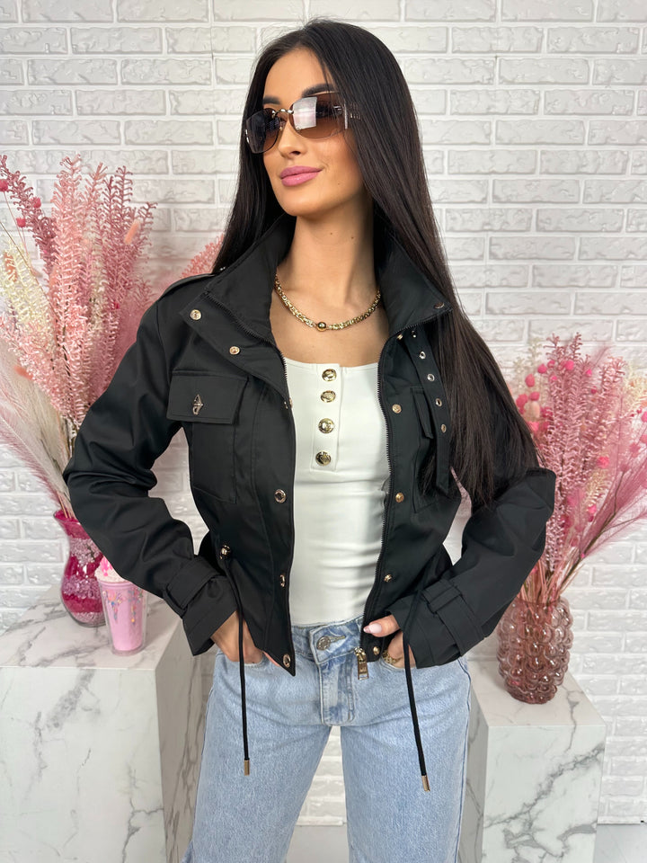 Parka na wiosnę DOLLARS - kurtka ze ściągaczem w pasie