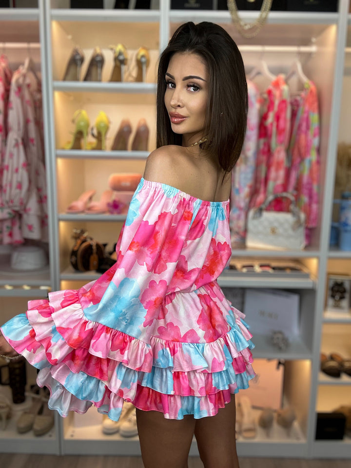 DREAM KOMPLET - bluzka hiszpanka z spódniczko-spodenkami