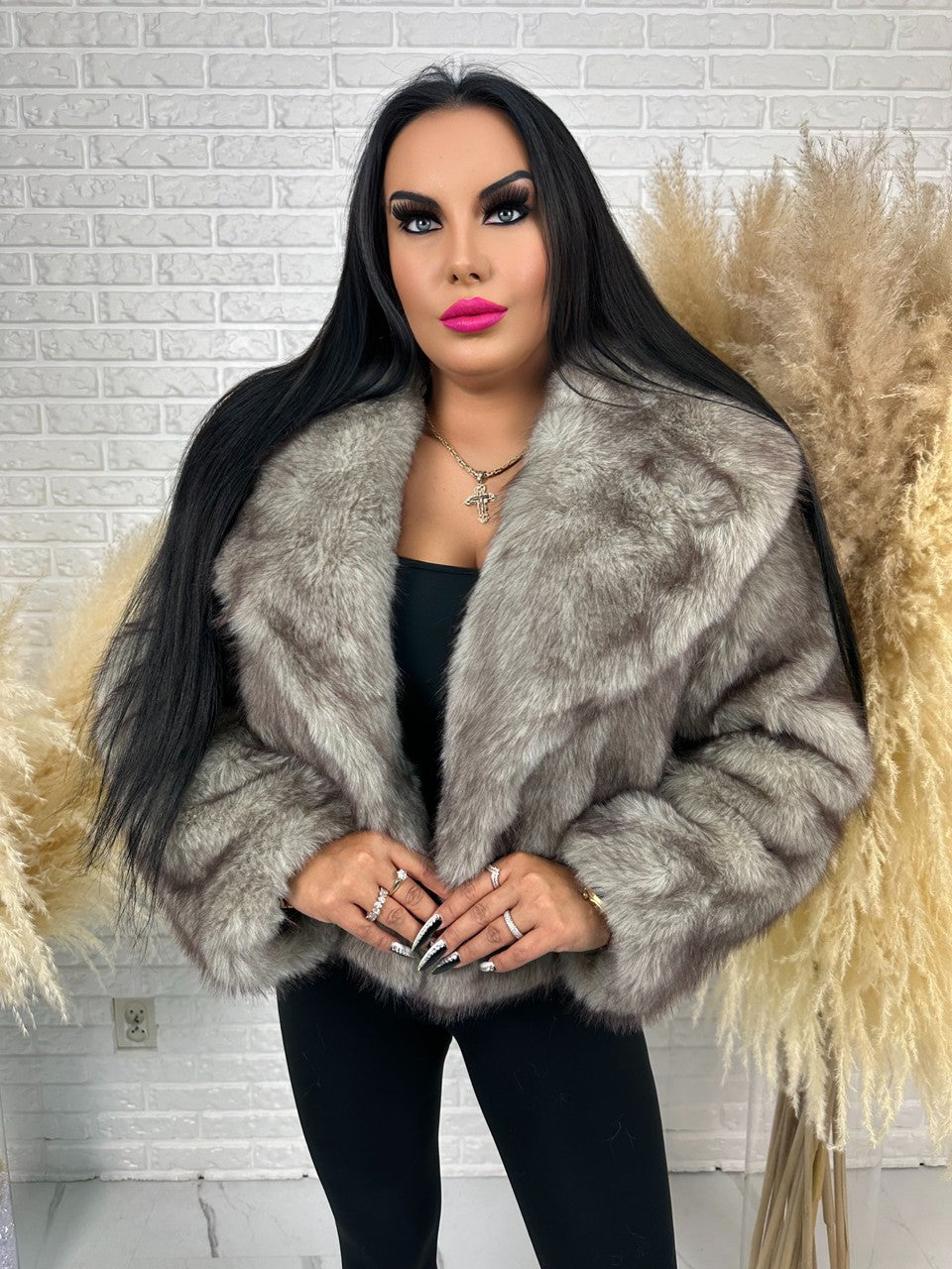 Kurtka LUNAVI szary z brązem