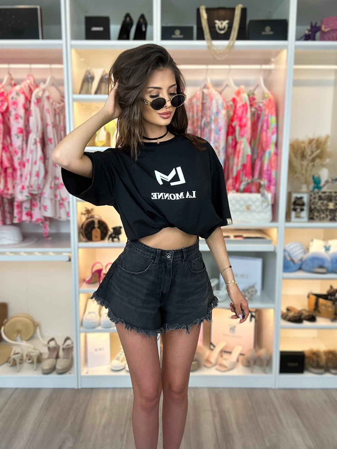 T-shirt COCO ze ściągaczem w pasie