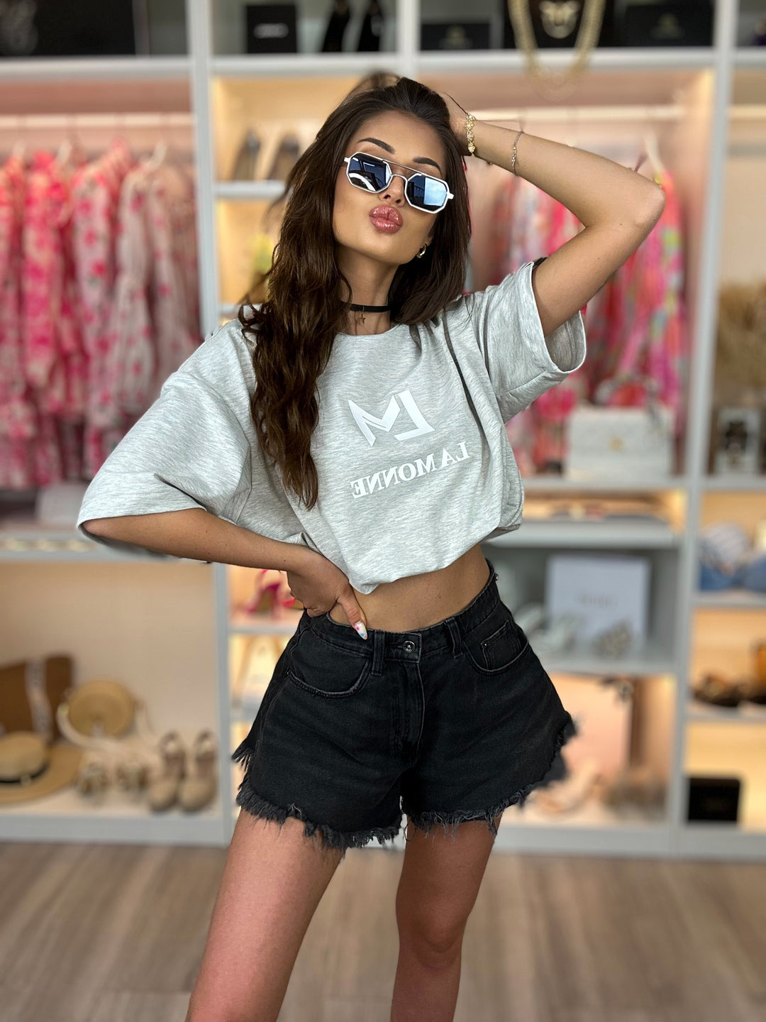 T-shirt COCO ze ściągaczem w pasie