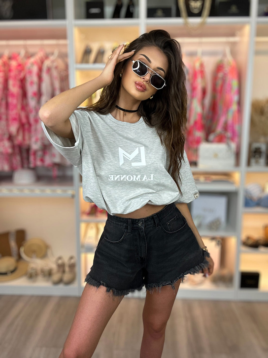 T-shirt COCO ze ściągaczem w pasie