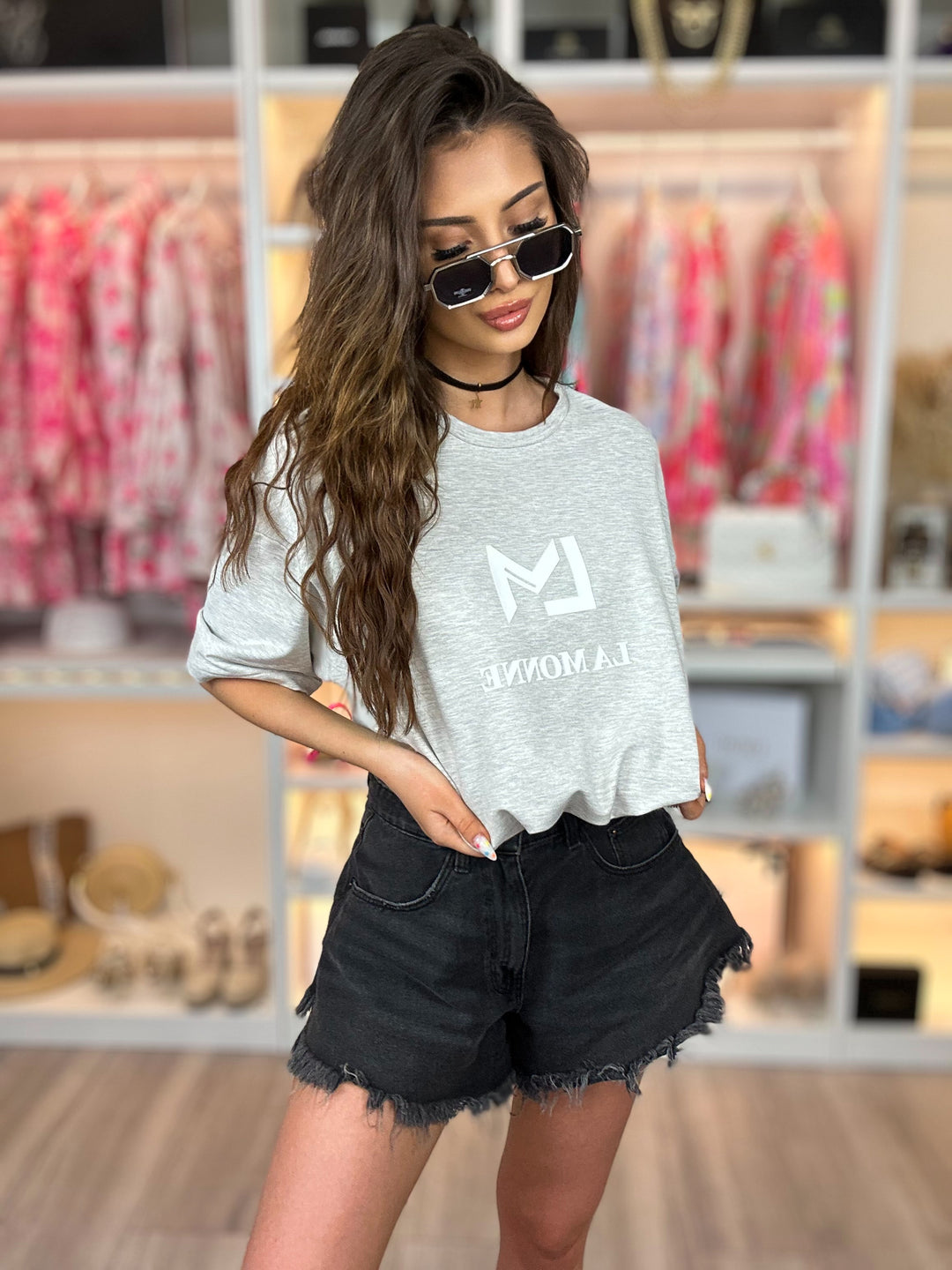 T-shirt COCO ze ściągaczem w pasie