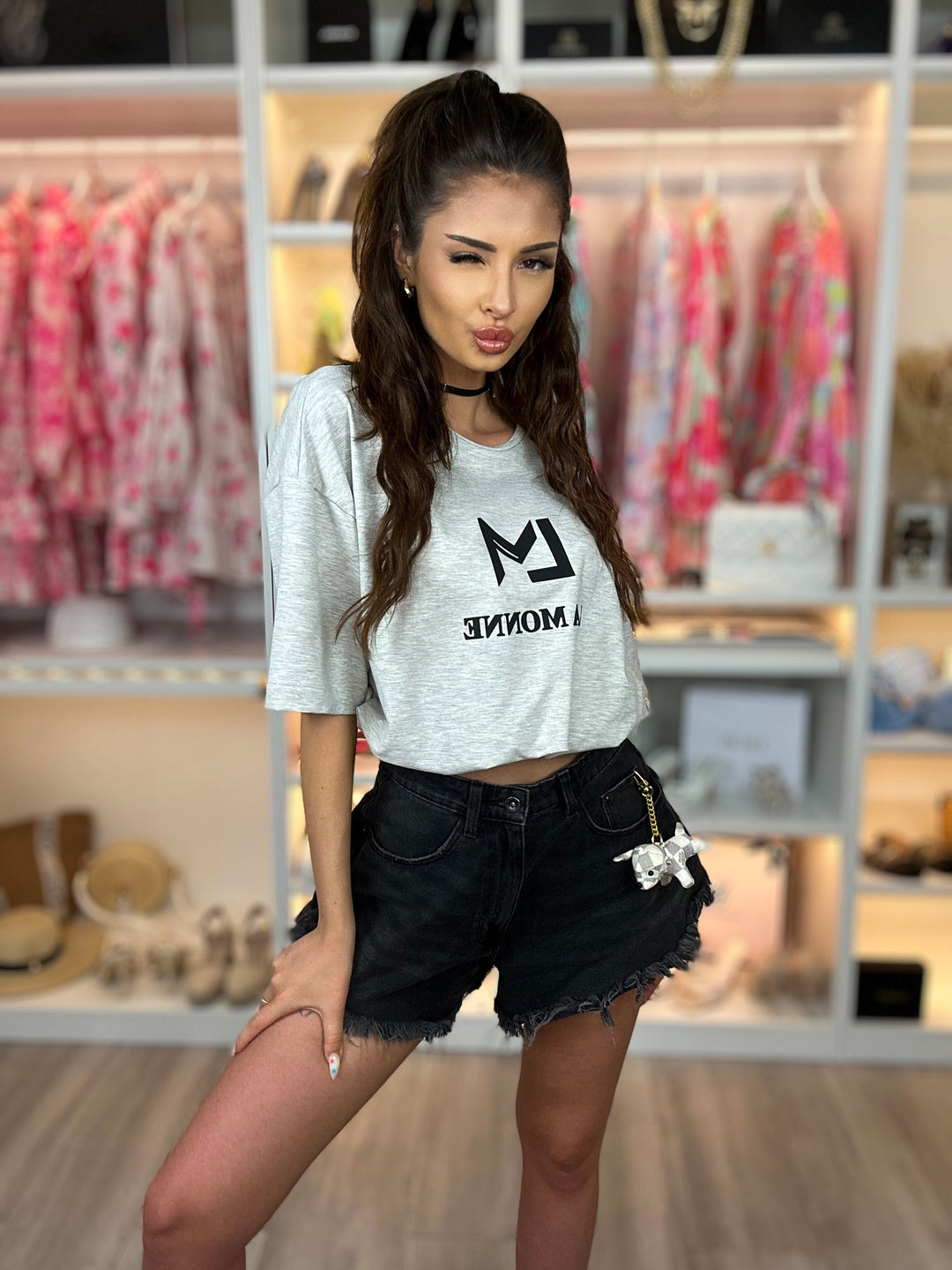 T-shirt COCO ze ściągaczem w pasie