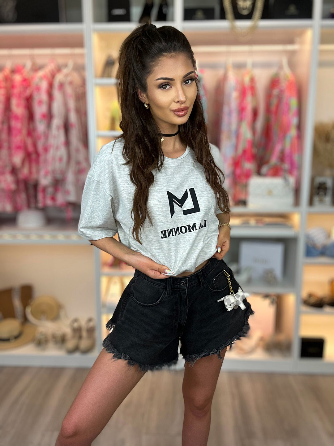 T-shirt COCO ze ściągaczem w pasie