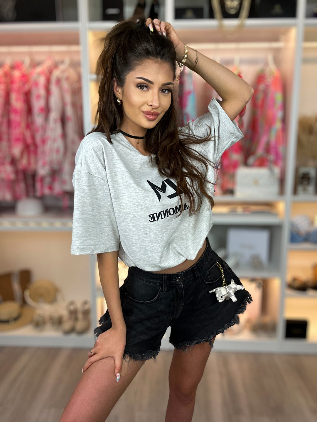 T-shirt COCO ze ściągaczem w pasie