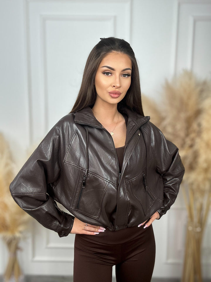 Jesienna Kurtka GULIA oversize z eco-skóry