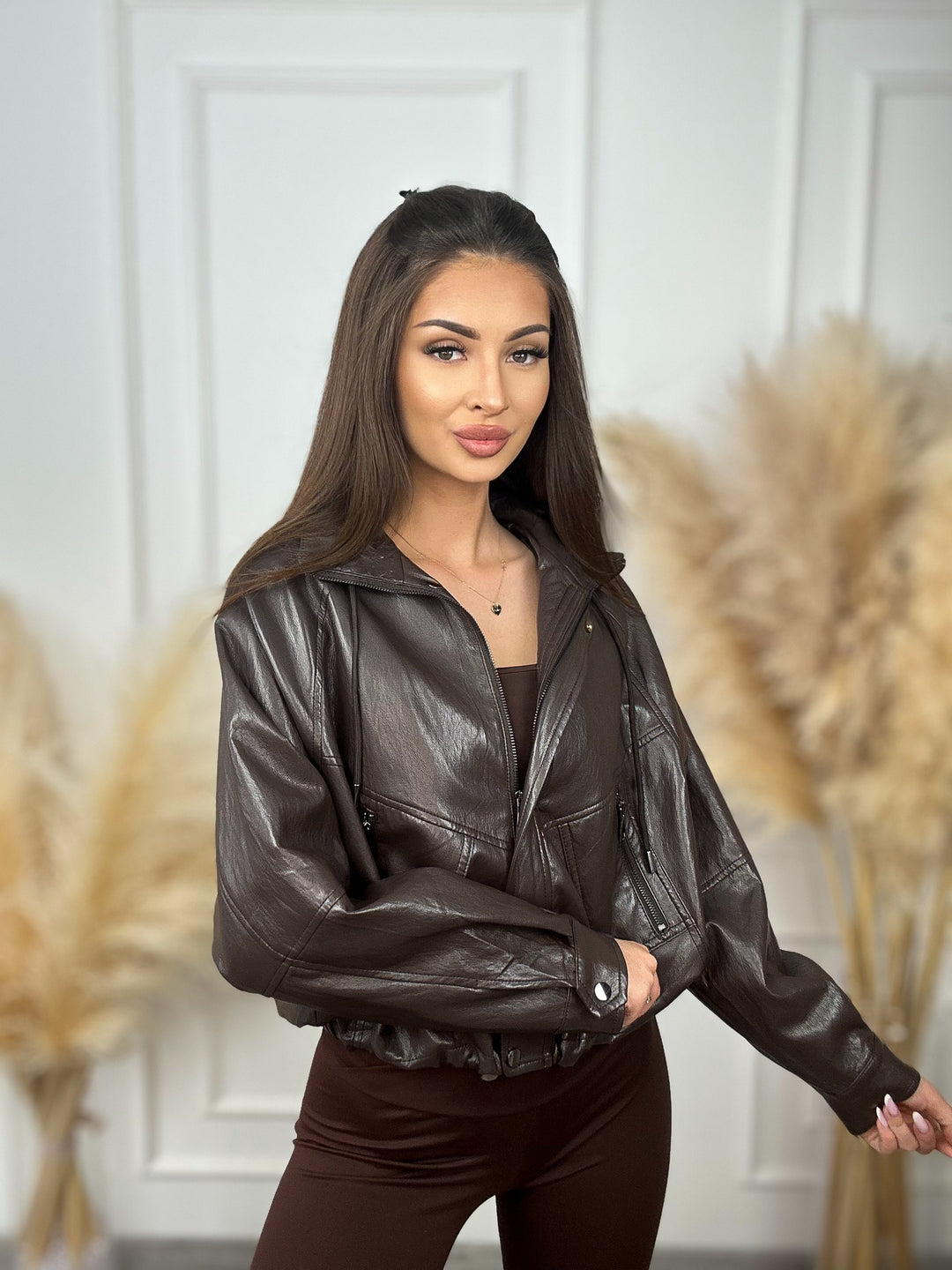 Jesienna Kurtka GULIA oversize z eco-skóry