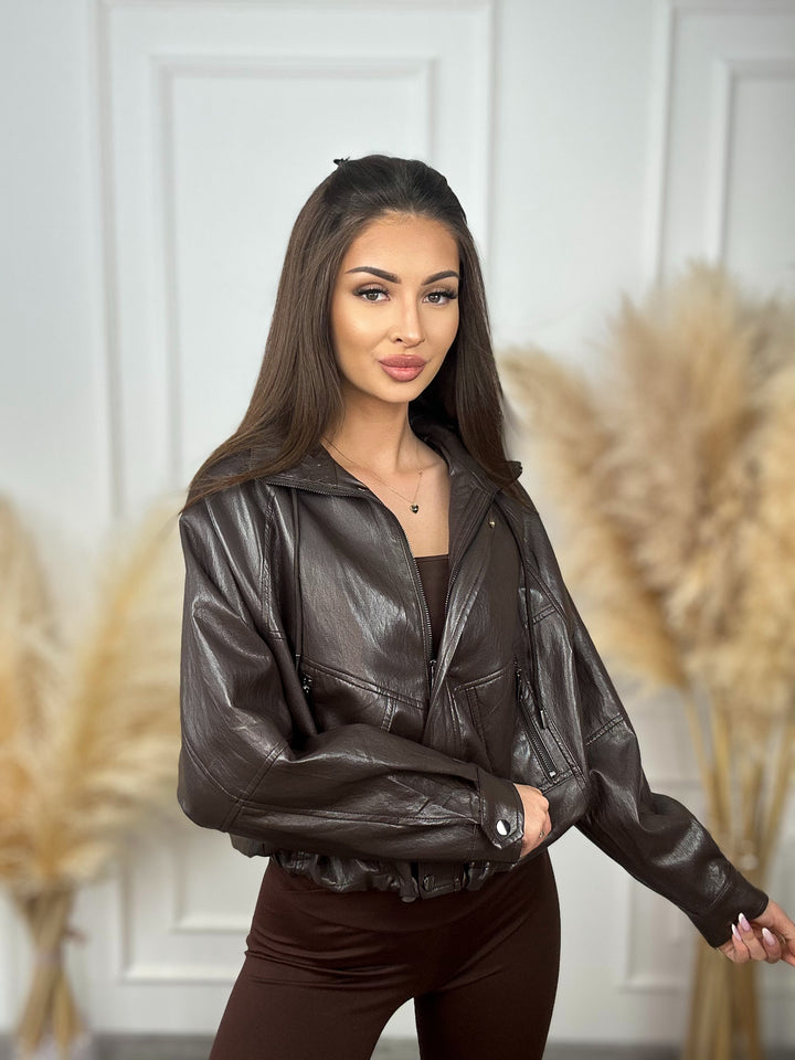 Jesienna Kurtka GULIA oversize z eco-skóry