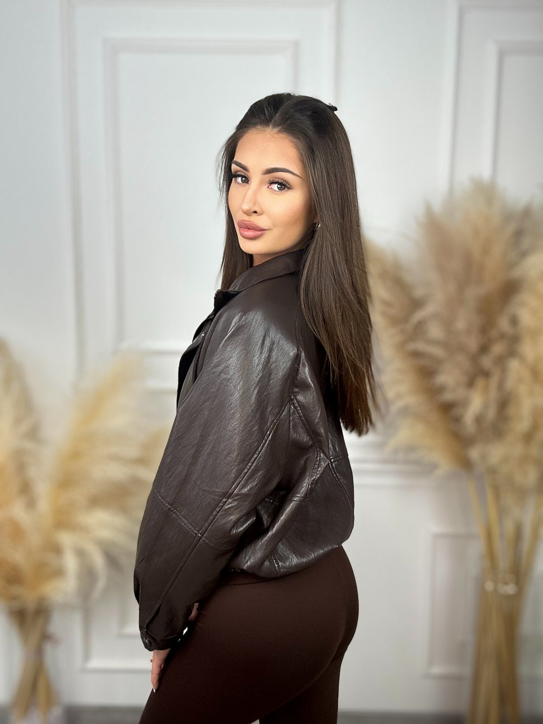 Jesienna Kurtka GULIA oversize z eco-skóry