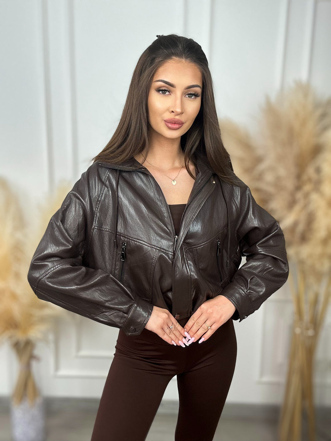 Jesienna Kurtka GULIA oversize z eco-skóry
