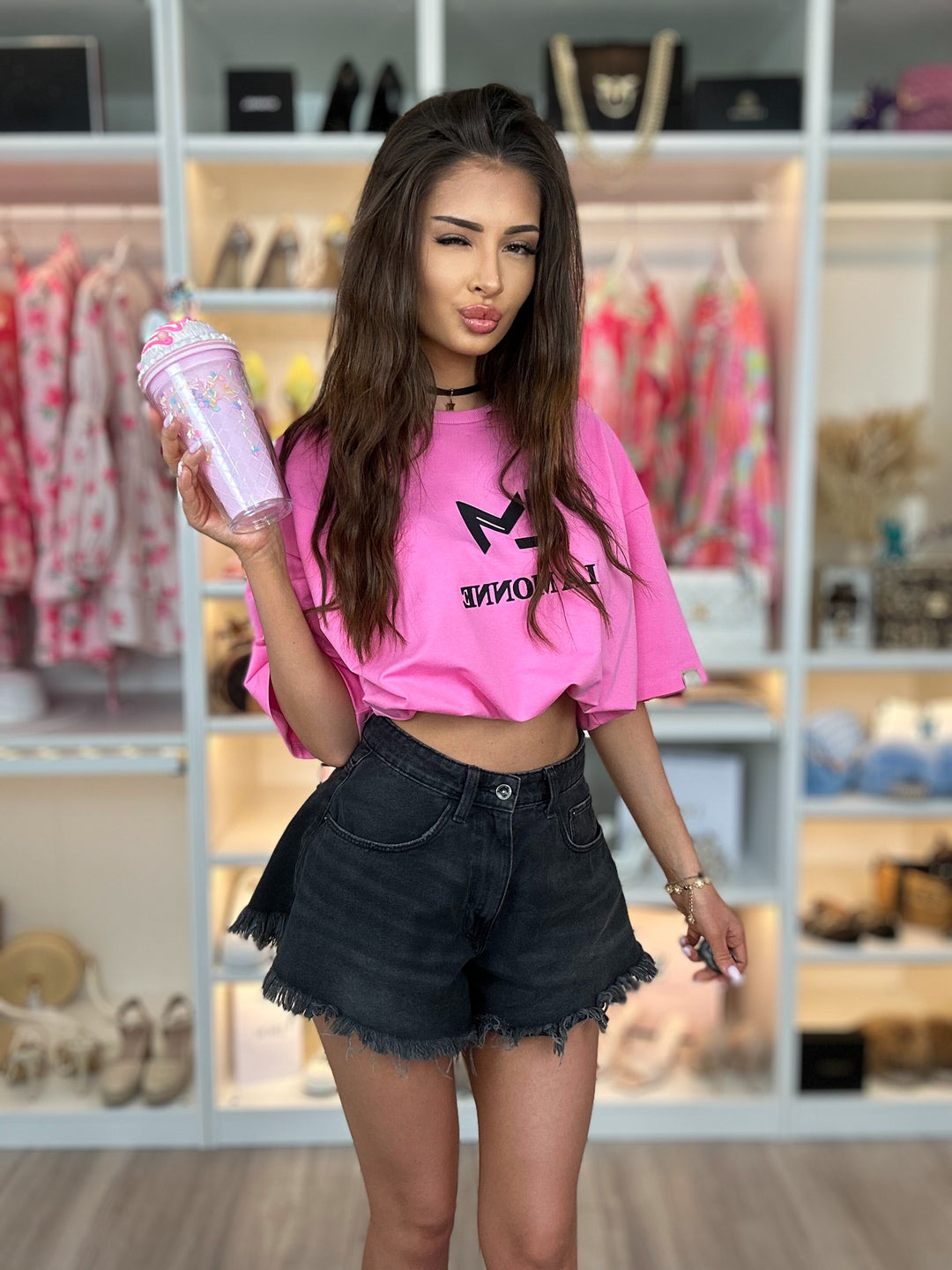 T-shirt COCO ze ściągaczem w pasie