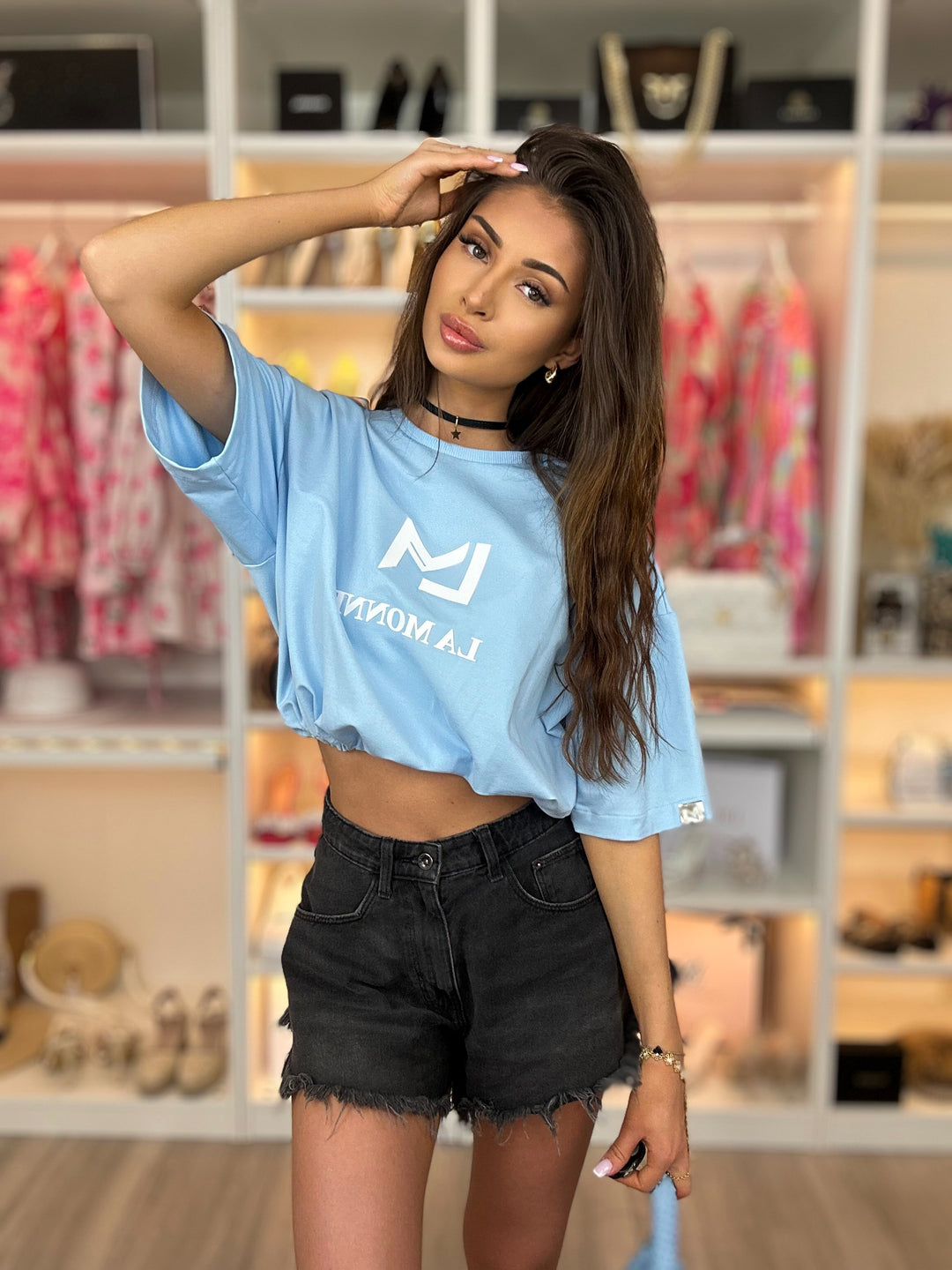 T-shirt COCO ze ściągaczem w pasie