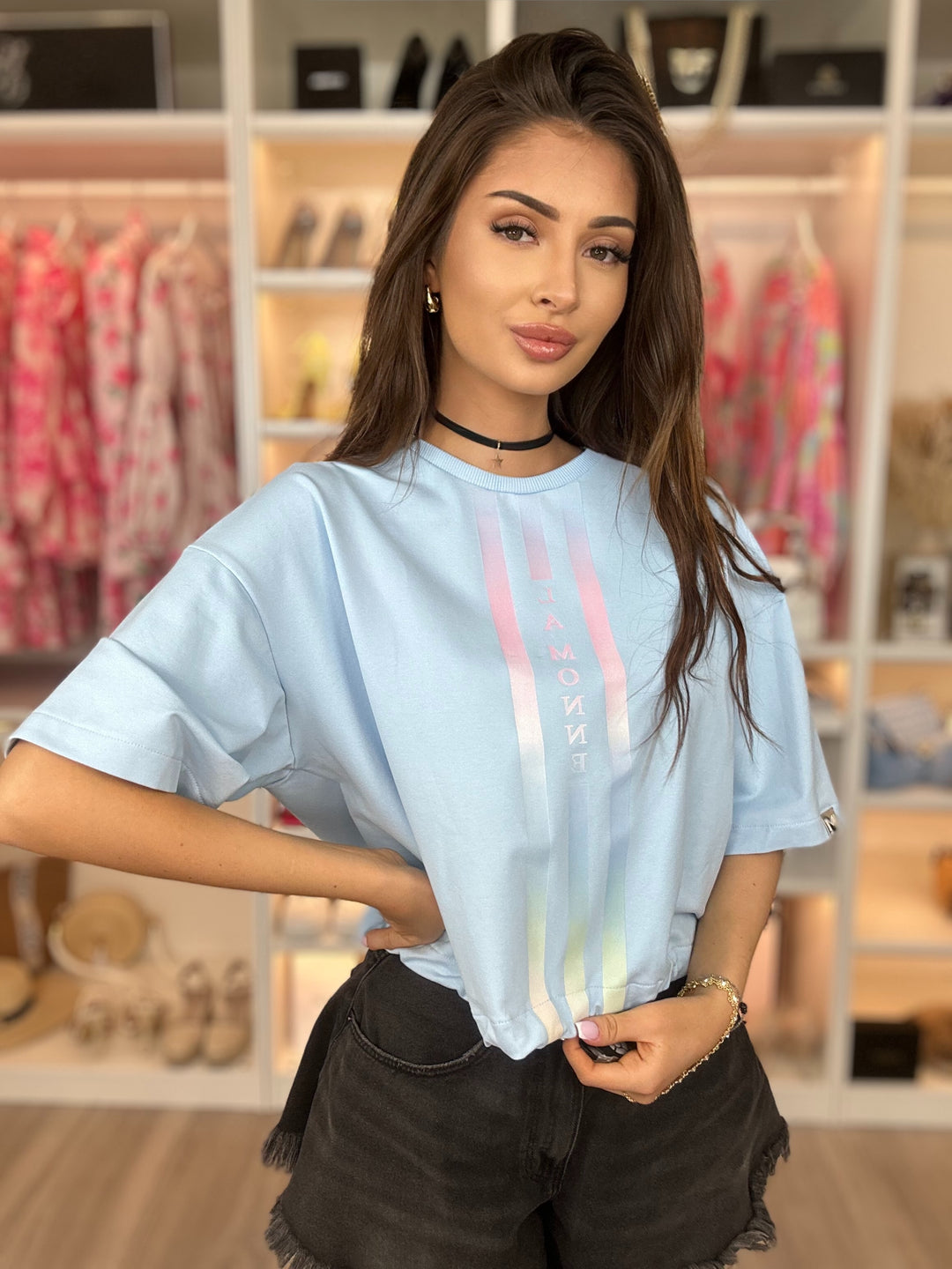 T-shirt MONNE - ze ściagaczem w pasie