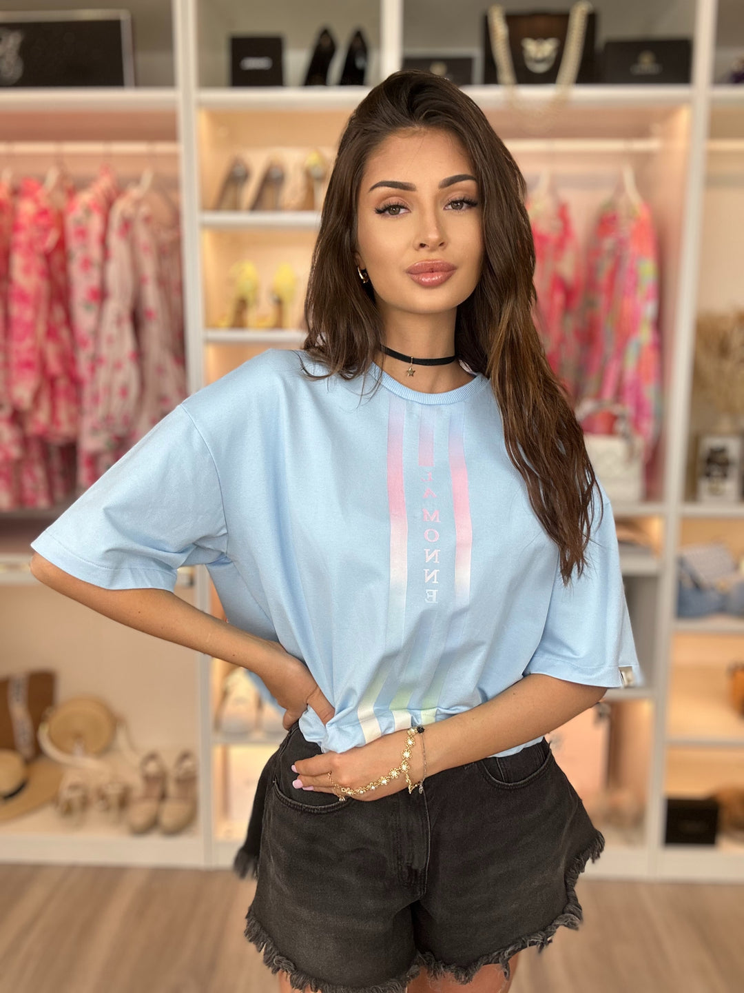 T-shirt MONNE - ze ściagaczem w pasie