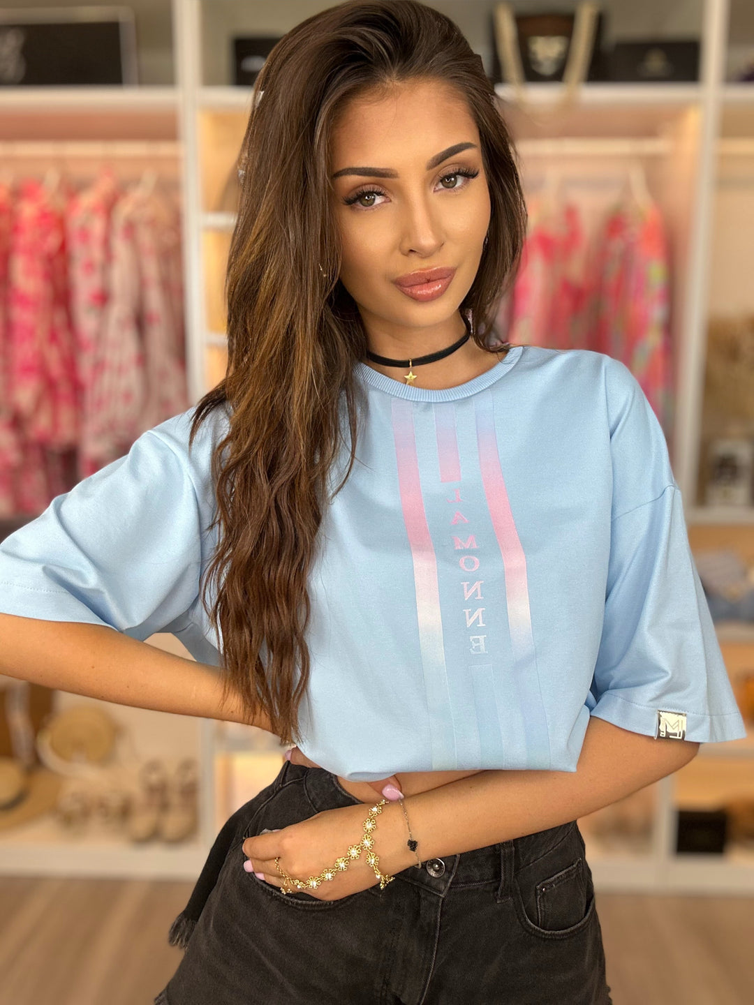 T-shirt MONNE - ze ściagaczem w pasie