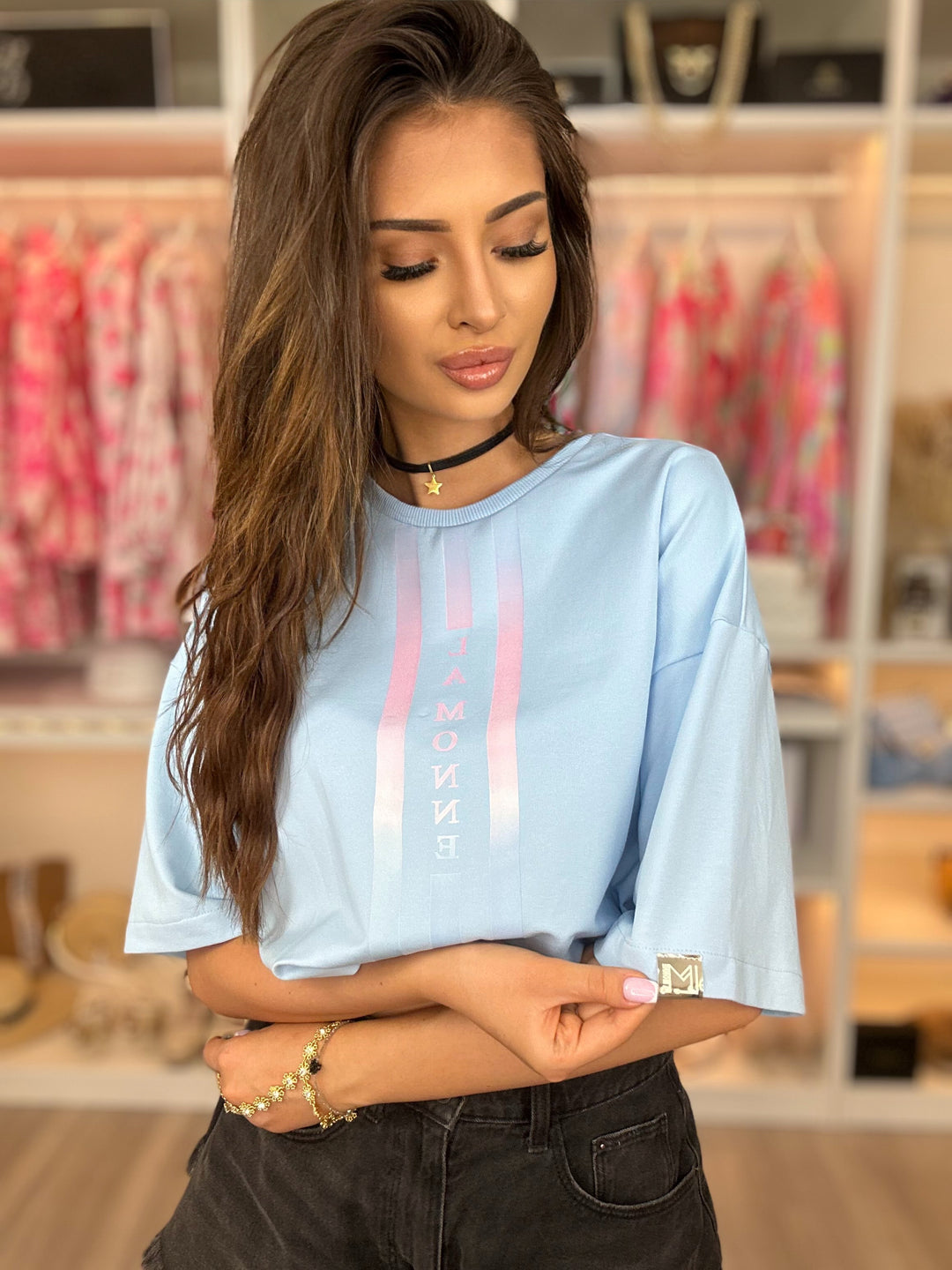 T-shirt MONNE - ze ściagaczem w pasie