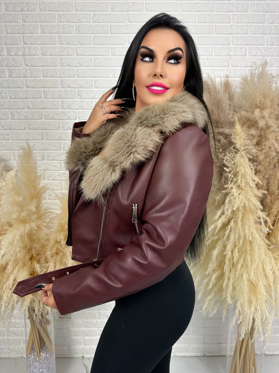 Kurtka ramoneska WISHES bordo