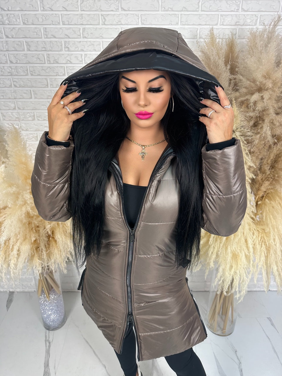 Kurtka pikowana ILONKA brąz