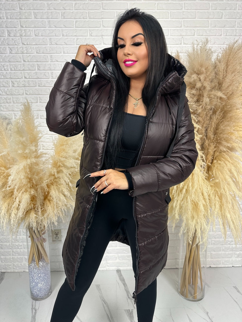 Kurtka pikowana ILONKA czekolada