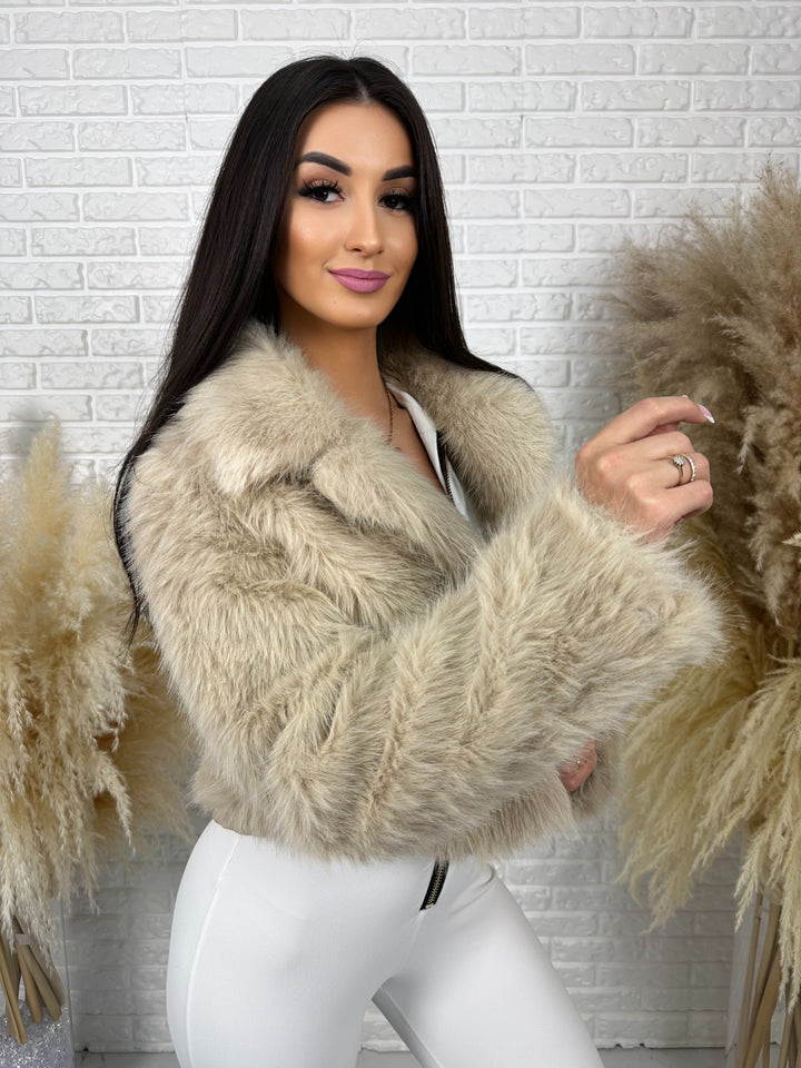 Kurtka HELLO - futerko ekologiczne z kołnieżem