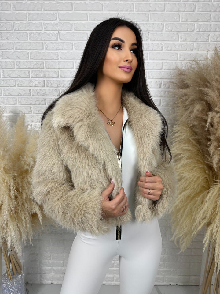 Kurtka HELLO - futerko ekologiczne z kołnieżem