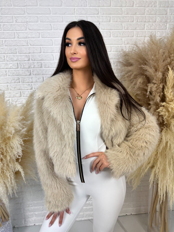 Kurtka HELLO - futerko ekologiczne z kołnieżem