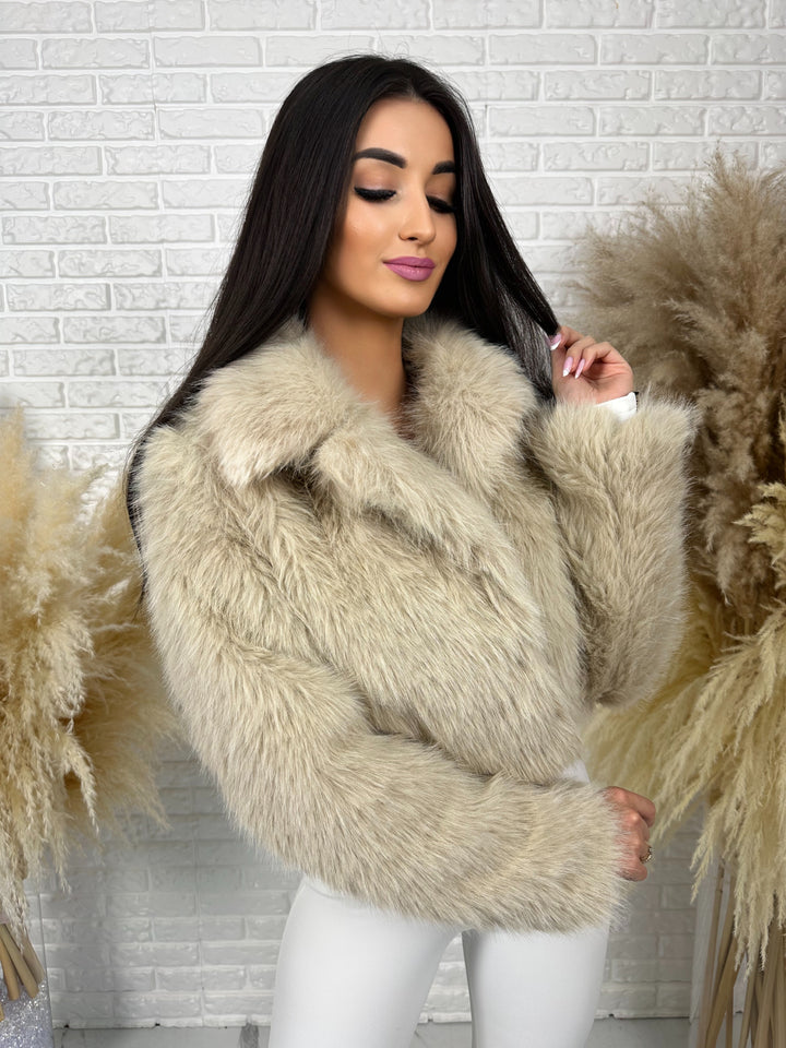 Kurtka HELLO - futerko ekologiczne z kołnieżem