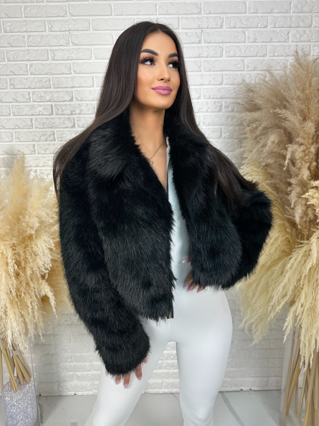 Kurtka HELLO - futerko ekologiczne z kołnieżem