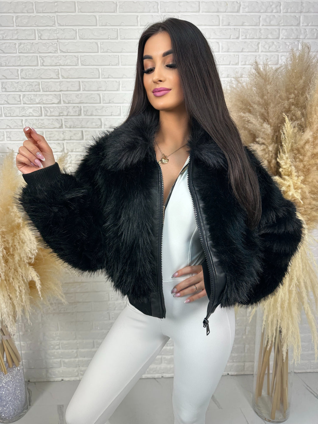 Kurtka NORDELLA - jesienne futerko ekologiczne ze ściągazami