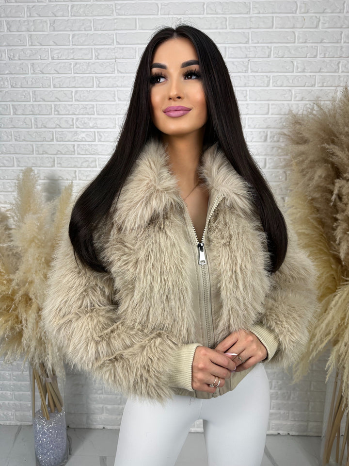 Kurtka NORDELLA - jesienne futerko ekologiczne ze ściągazami