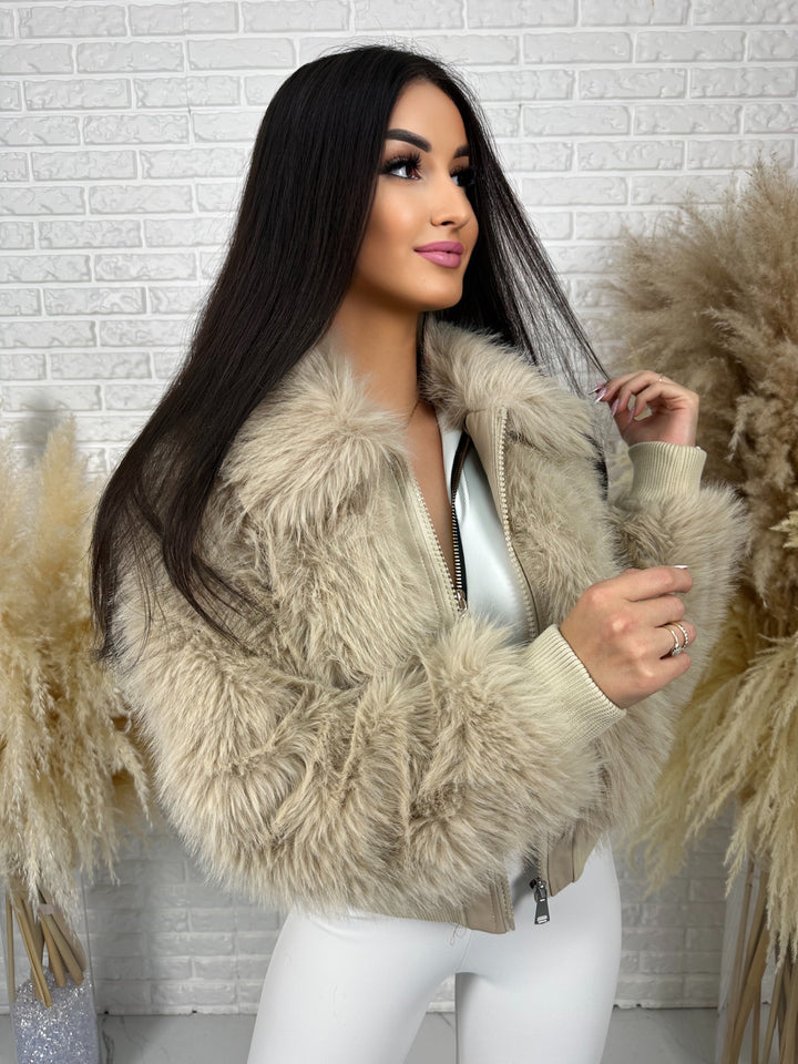 Kurtka NORDELLA - jesienne futerko ekologiczne ze ściągazami