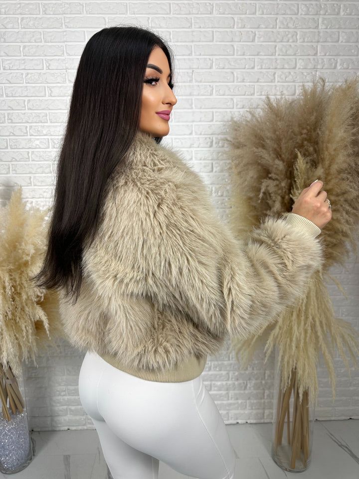 Kurtka NORDELLA - jesienne futerko ekologiczne ze ściągazami