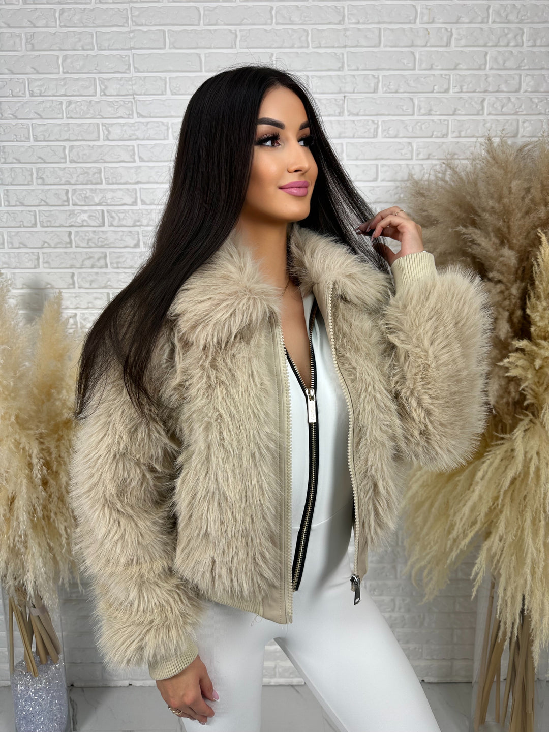 Kurtka NORDELLA - jesienne futerko ekologiczne ze ściągazami