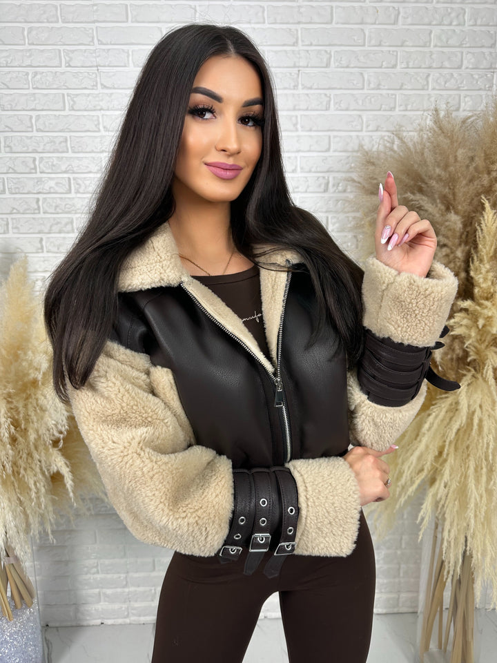 Kurtka LORENZ - jesienny kożuszek, bomberka z kapturem