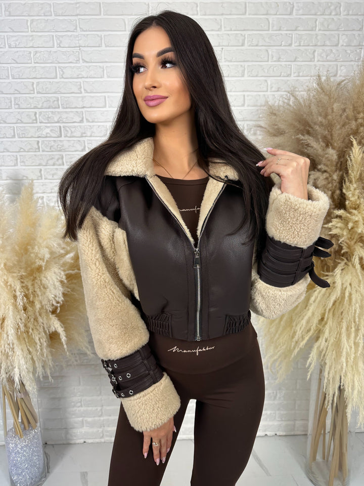 Kurtka LORENZ - jesienny kożuszek, bomberka z kapturem