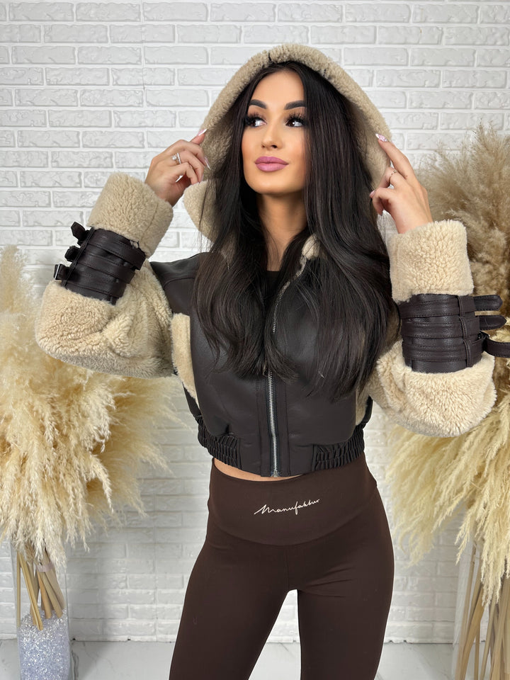 Kurtka LORENZ - jesienny kożuszek, bomberka z kapturem